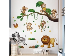Adhesivo de pared de animales de la selva, decoración para habitación infantil o sala Kofihety