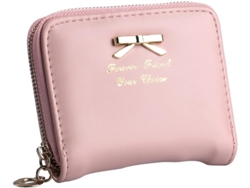 Cartera De Mujer En Cuero Pu - Monedero Y Tarjetero Moderno - Rosa