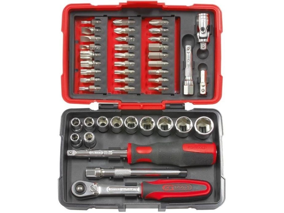 Juego de Vasos y Accesorios Ultimate 1/4'' 44 Piezas Ks Tools 922.0644 KSTOOLS Estuche Trinquete