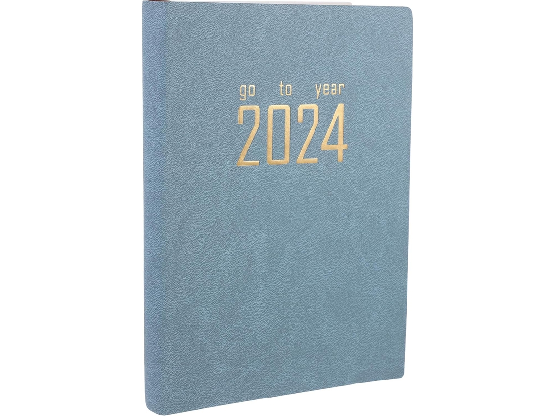 Cuaderno/Agenda 2024 con índice, calendario semanal de 365 días, planificador para la educación en casa, azul vaquero claro, Gokoco