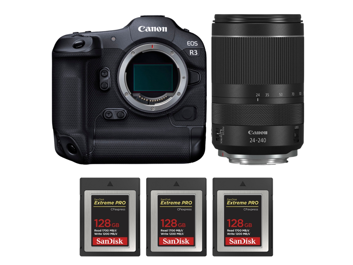 Canon Eos R3 + Rf 24-240mm F/4-6.3 Is Usm + 3 Sandisk 128gb Extreme Pro Cfexpress Type B + Ebook “20 Consejos Para Fotos Que Impactan”