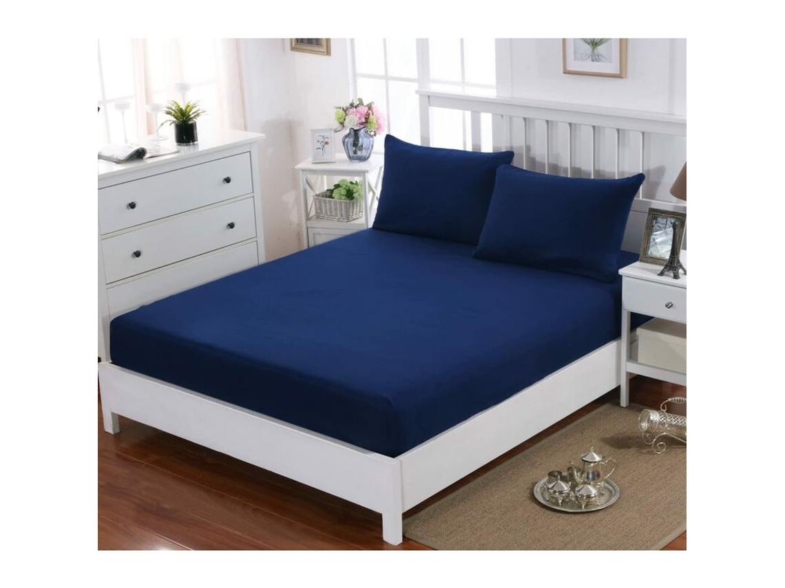 Funda De Almohada De Microfibra Azul Marino De 160 X 200 Cm Con Dobladillo De 30 Cm