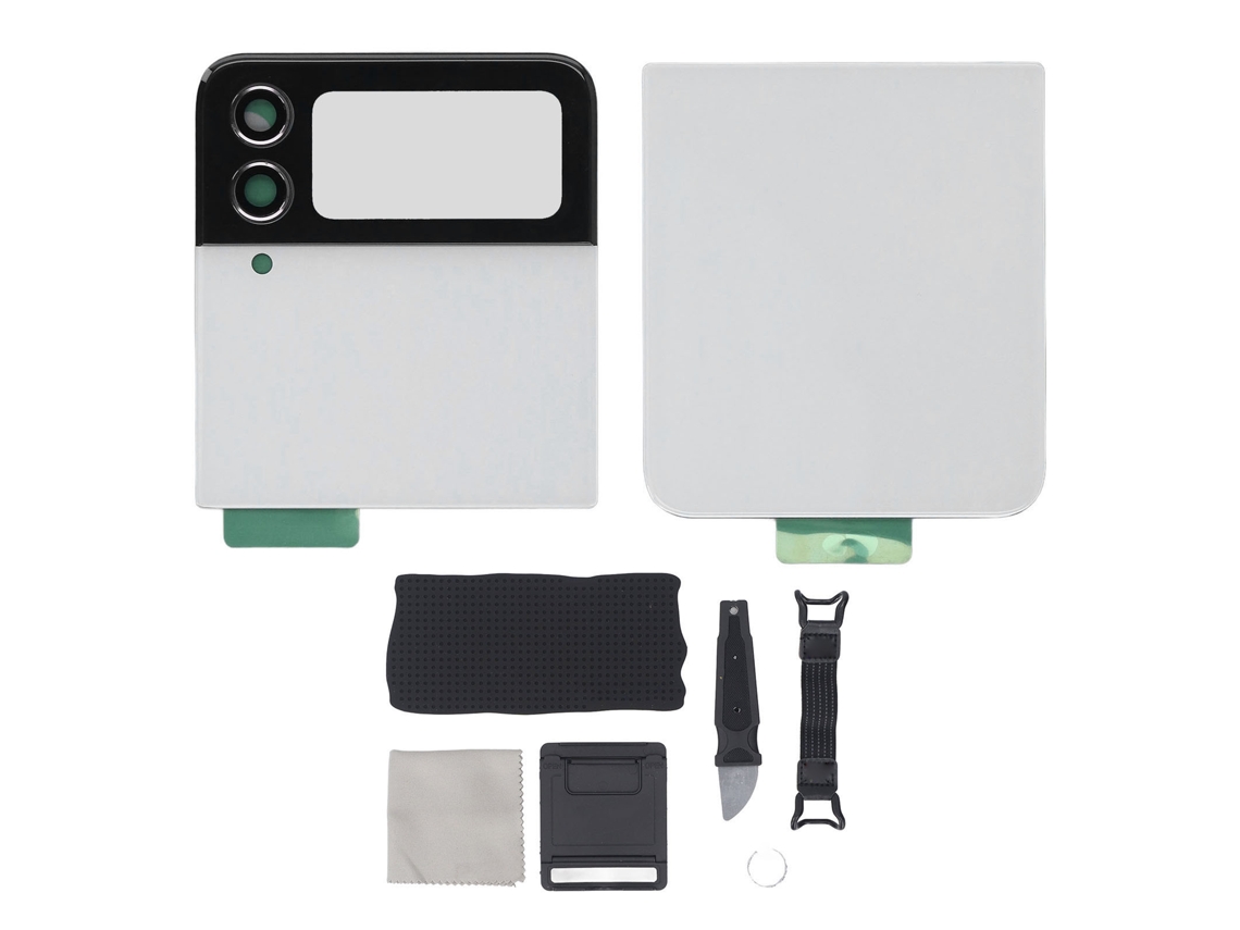 Cubierta trasera de cristal de repuesto para Galaxy Z Flip 4 5g F721 blanca