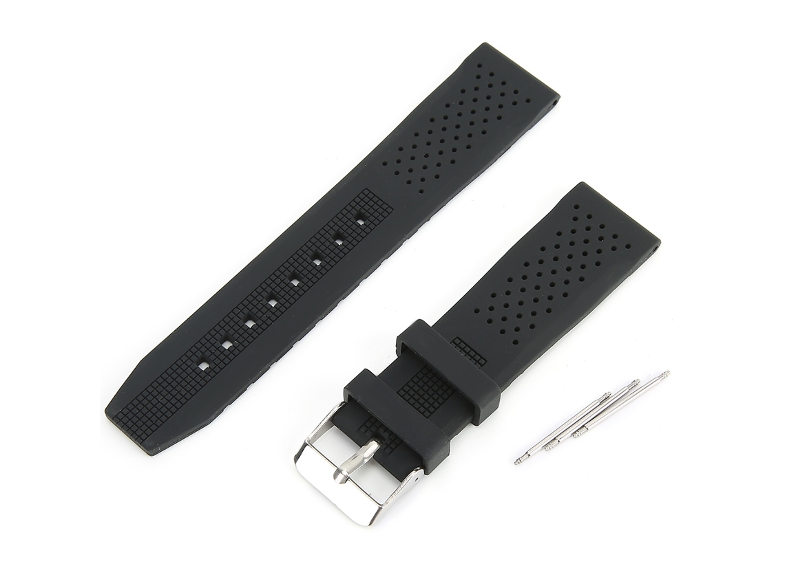 Correa de reloj de silicona de 22 mm con hebilla, resistente al agua y al sudor.