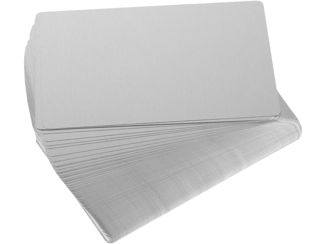 Paquete De 200 Tarjetas De Visita De Aluminio Grabadas Con Láser, Materiales Para Grabado Láser, Tarjetas En Blanco.
