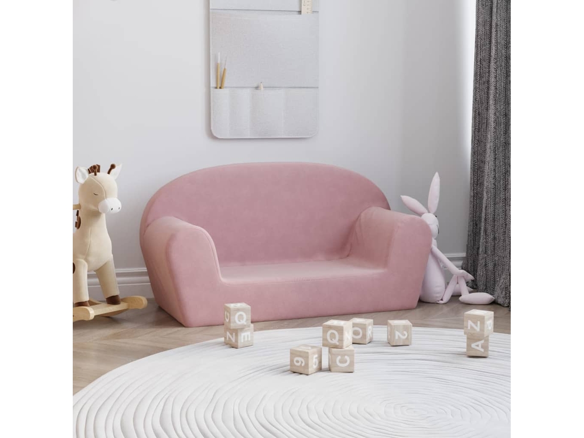 Sofá Para Niños De 2 Plazas | Sofá De Salón | Sofá De Descanso Felpa Suave Rosa Wsd498842