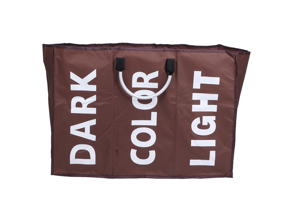 Cesto De Ropa Plegable E Impermeable Con 3 Compartimentos Para Ropa - Café