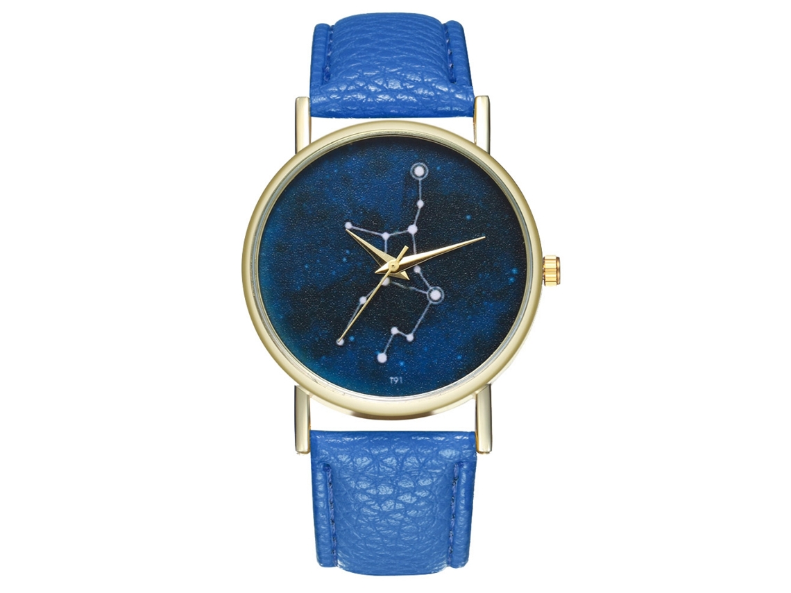 Reloj De Cuarzo Con Correa De Cuero Pu Moda Dial Redondo Reloj De Pulsera (azul Real)
