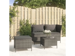 Conjunto de jardín de 3 piezas DKD Home Decor con cojines de mimbre gris