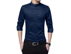 2026-camisa Hombre De Manga Larga Con Cuello Alto Mystdiy De Algodón Ajustable Y Reversible