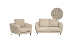 Conjunto de sofá Beliani Kjaer en bouclé crema con reposabrazos (155 x 100 x 100 cm)