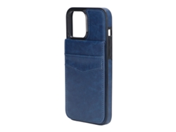 Estojo De Couro Para Iphone 13 Pro Max 6.7 Polegadas Com Suporte Cartões Botão Magnético Azul