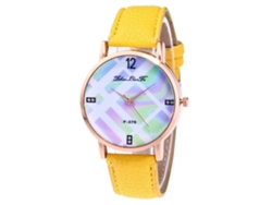 Reloj De Moda Casual Unisex Zhoulianfa De Cuarzo Con Correa De Cuero Amarillo