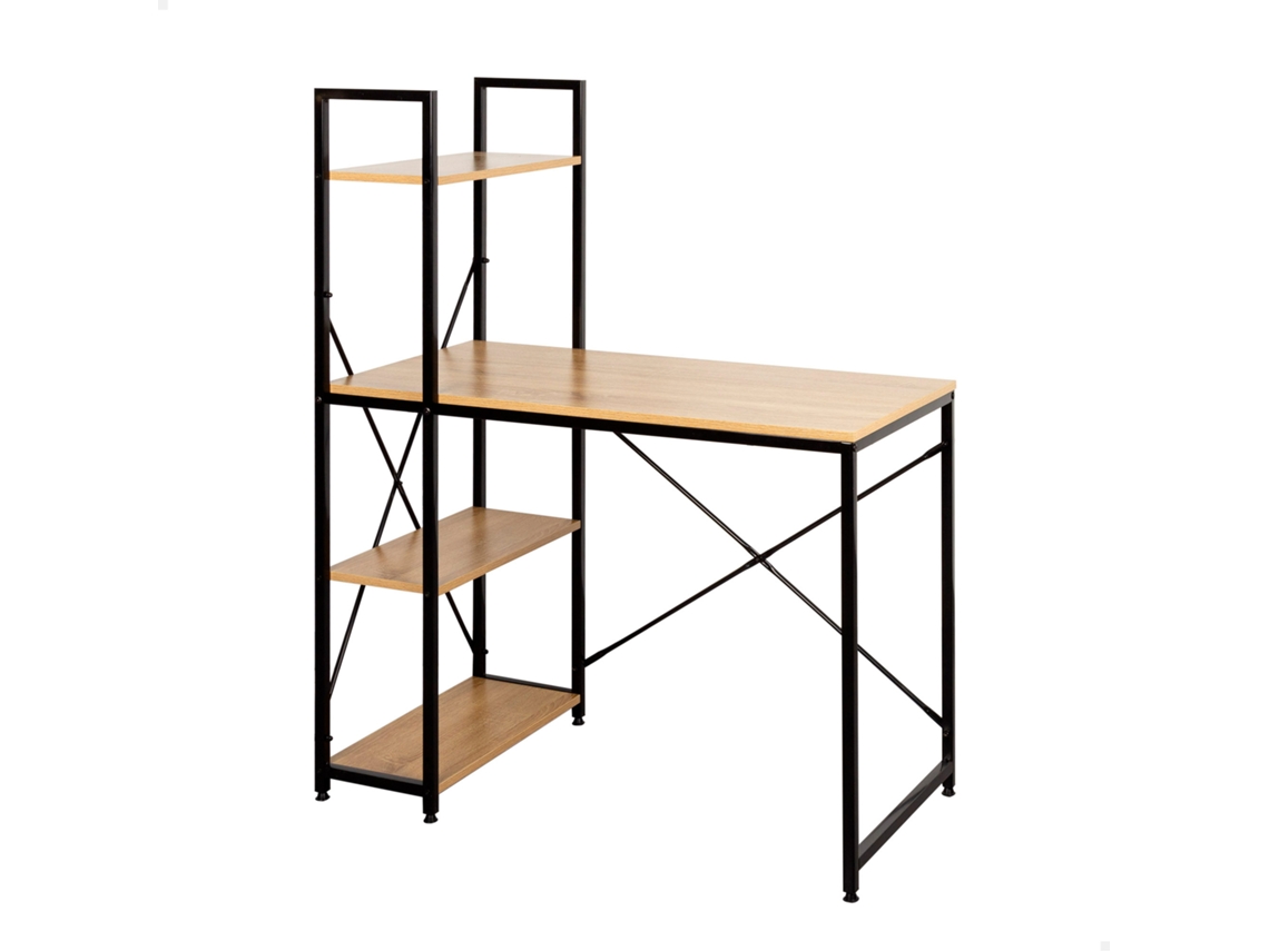 Escritorio con Estantes de Madera y Acero 100X52X120 Cm MAX HOME