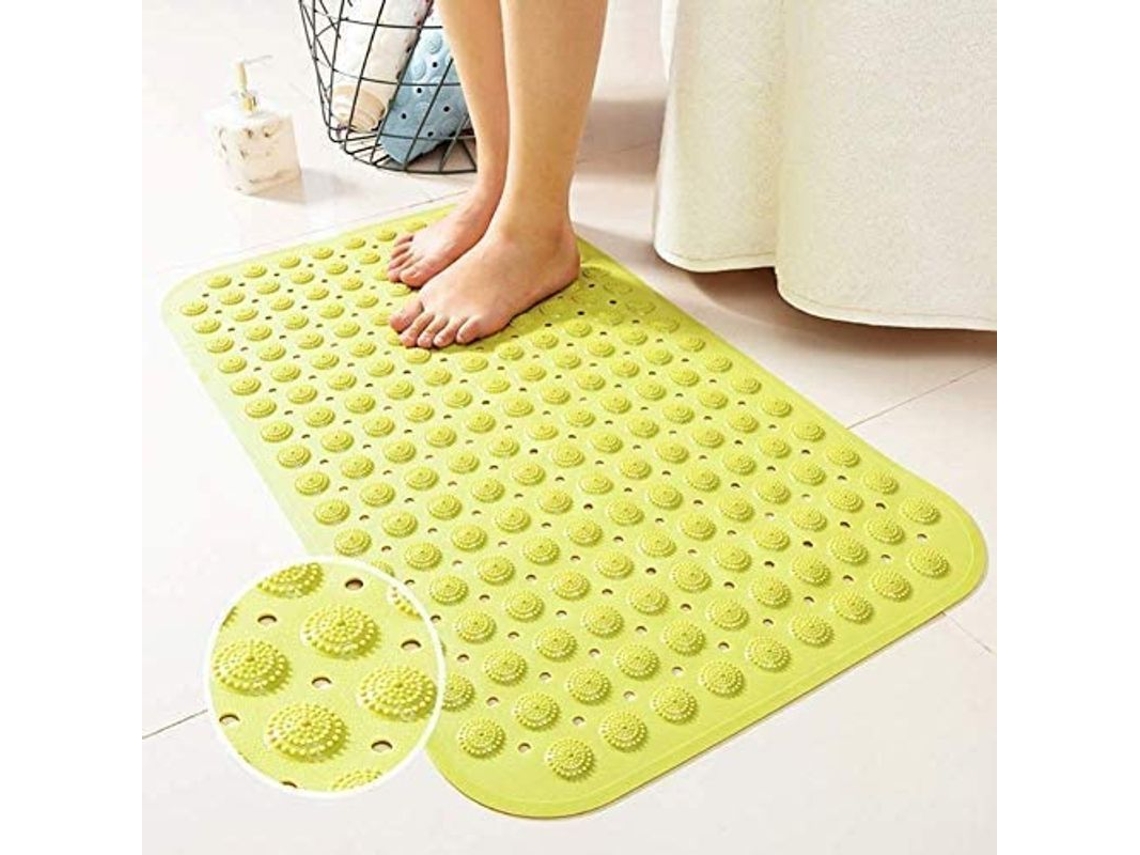 Alfombrilla Antideslizante Para Baño Con Ventosas De Goma Seguras (amarillo-verde, 36 Cm X 71 Cm)