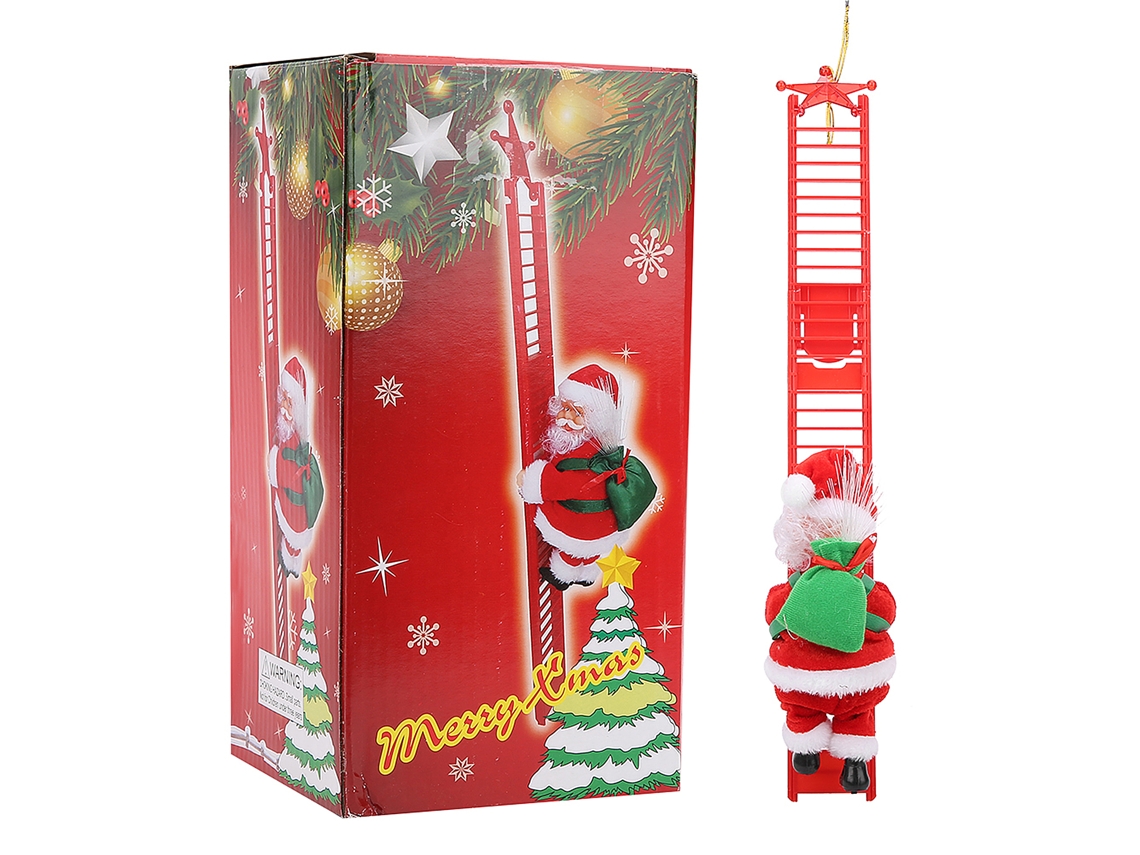 Papai Noel Escada Elétrica Decorativa Natal Árvore Ornamentos Presente Escada Simples Vermelha