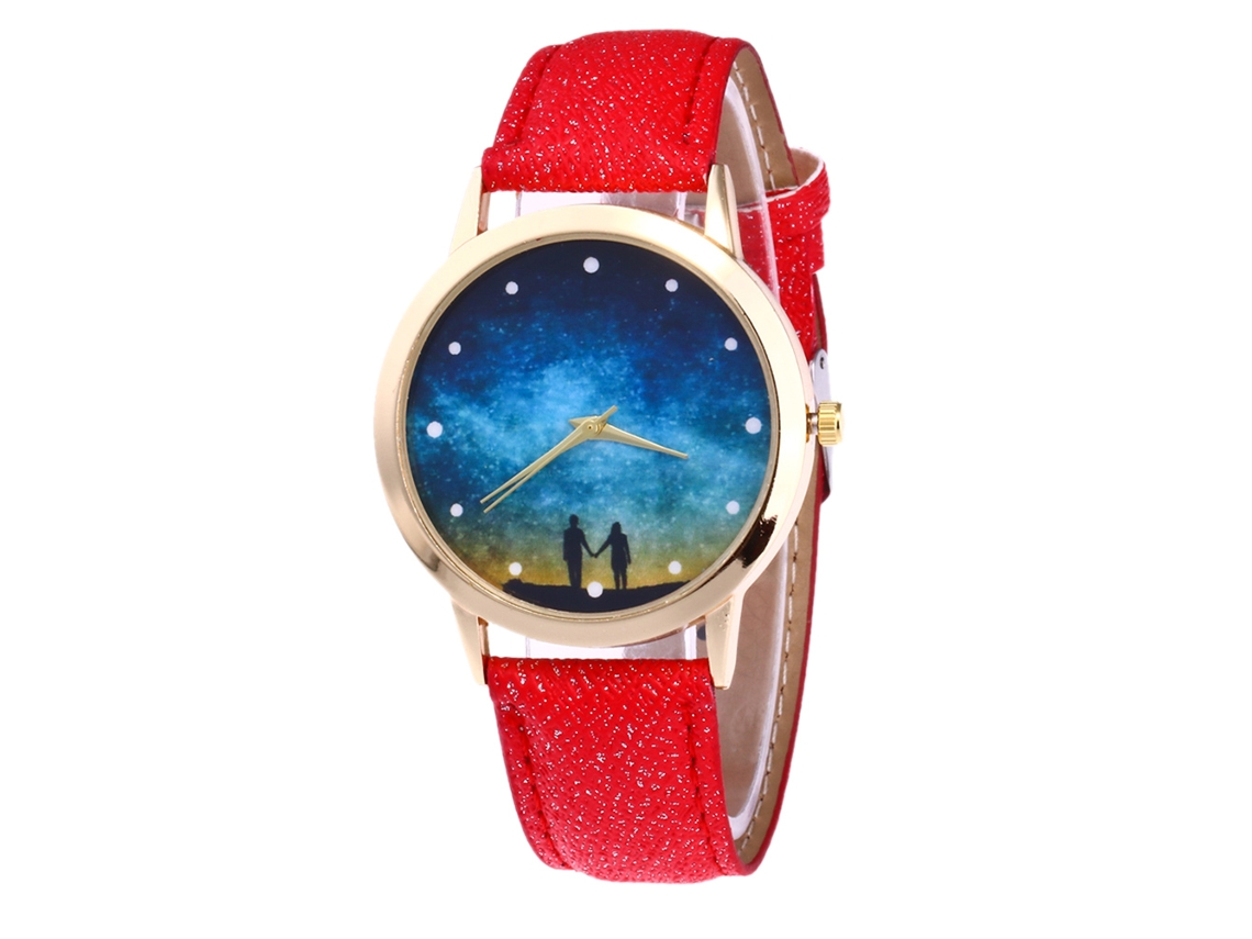 Reloj De Pulsera Rojo De Aleación Para Negocios Informales, Reloj De Cuarzo Para Parejas Con Esfera Redonda.