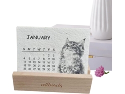 Organizador de papel plantable con base de madera, calendario mensual de escritorio 2026 para el hogar o la escuela.
