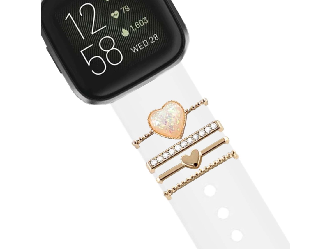 Correa Fitbit Versa 4 Pulsera con Adorno Cristal Blanco