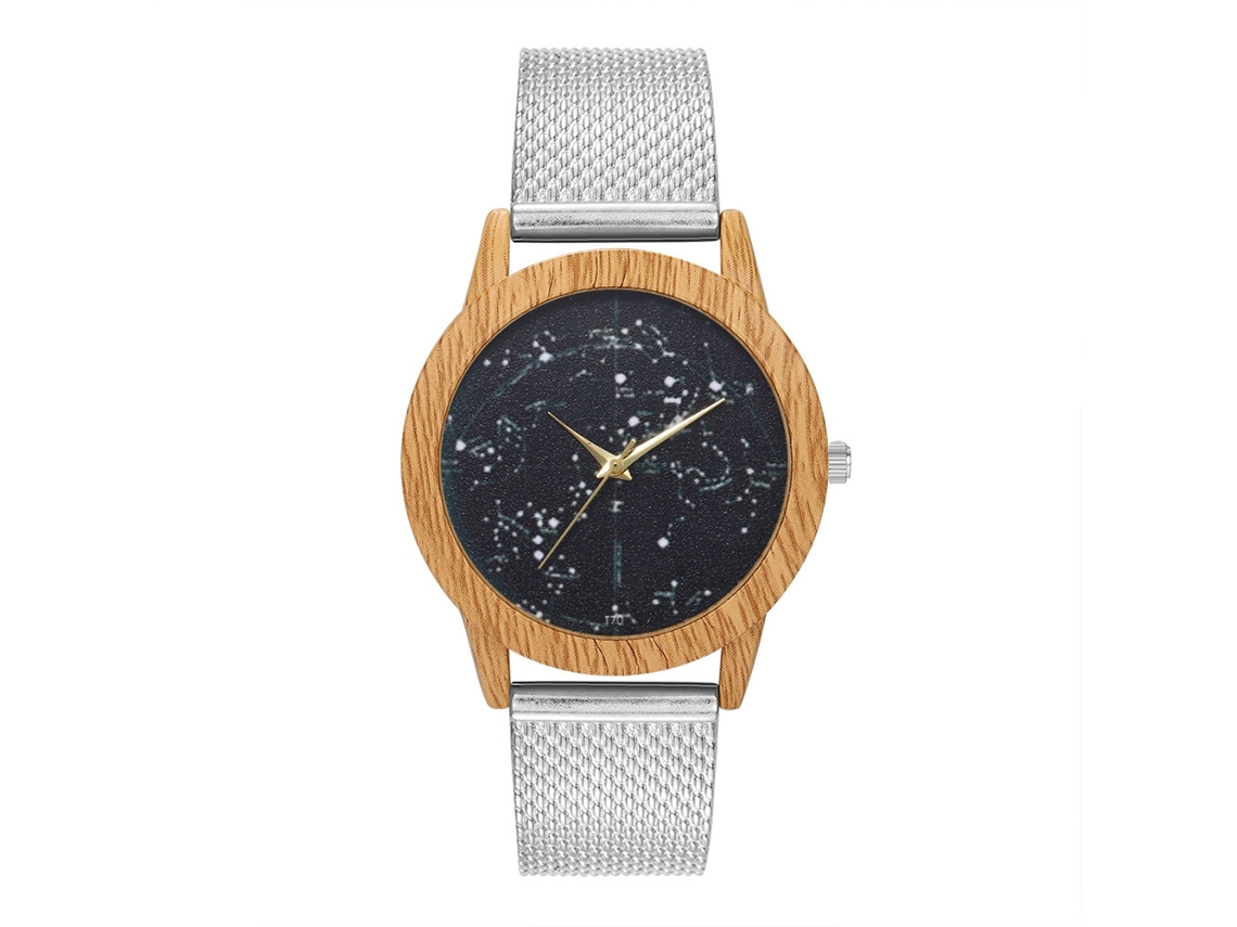 Reloj De Pulsera Unisex Informal Con Correa De Silicona, Estilo Moderno, Cielo Estrellado, Plateado.