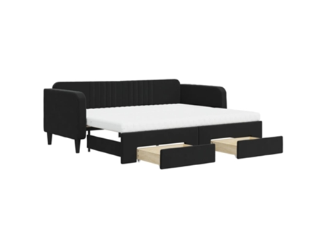VIDAXL Sofá cama nido con cajones terciopelo negro 90x200 cm