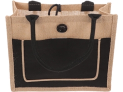 Bolso Tote De Lona De Yute Negro Impermeable Nuobesty, Bolso Grande Reutilizable Con Botones.