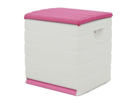 Peito PLASTIKEN com fechadura com rodas - 190 L - Funcional e estética - Bege e Fushia
