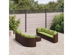 Conjunto de sofá de jardín de 9 piezas con cojines de mimbre marrón DKD Home Decor