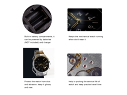 Estuche de carga automática para relojes mecánicos, de madera, 2 unidades