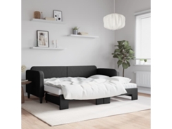 Sofá Cama Nido Con Colchón Tela Negro 80x200 Cm