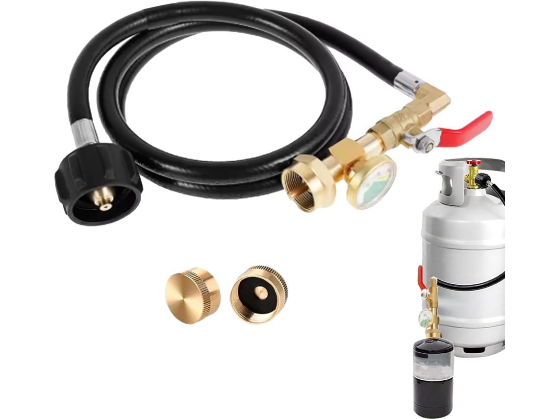 Adaptador Para Recarga De Propano Conector Cartuchos Con Escala Fosforescente Botella Manguera Y Conexi N Lat Recargas