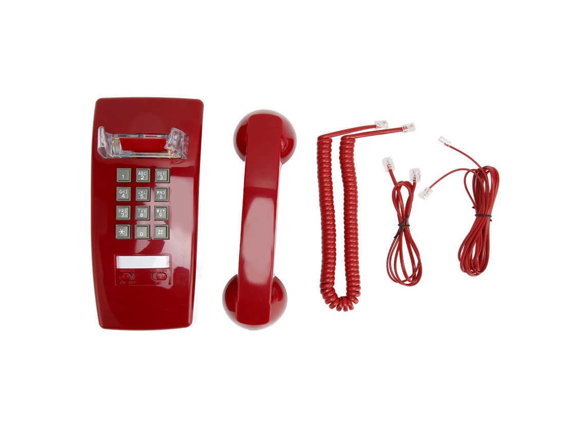 Teléfono De Pared De Estilo Retro Con Control De Volumen Para El Hogar, Hotel U Oficina - Rojo