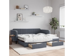 Sofá Cama Nido Con Cajones Terciopelo Gris Oscuro 100x200 Cm
