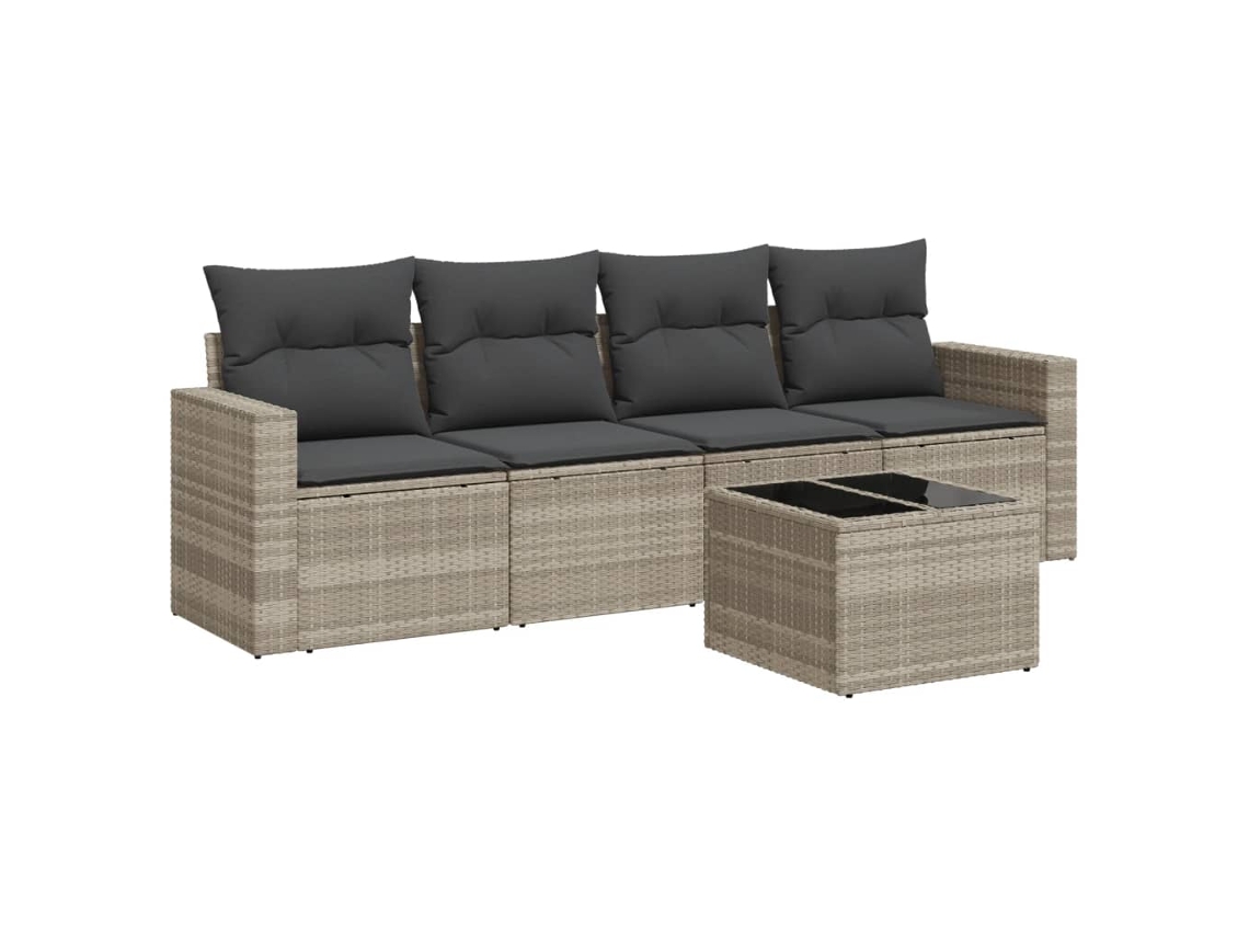 Maison Exclusive - Set De Sofás Jardín Y Cojines 5 Pzas Ratán Sintético Gris Claro