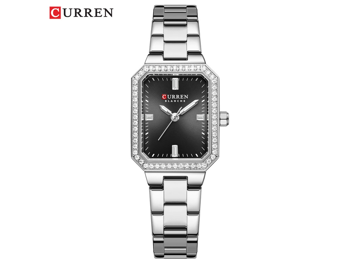 Relógio Feminino Pequeno Quadrado (branco E Preto) Com Movimento De Quartzo, À Prova D'água E Com Strass.