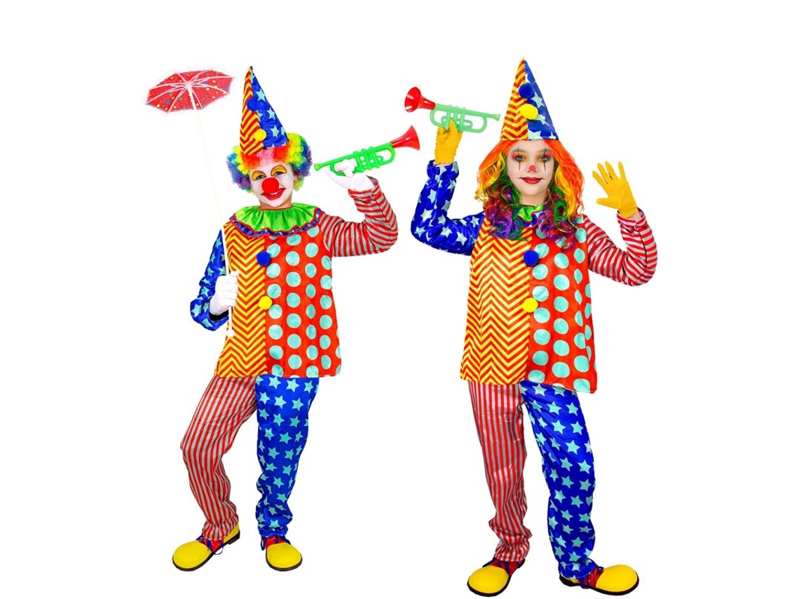 Disfraz de Payaso rayas y lunares para niños y adolescente