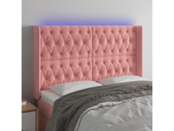 Cabecero Con Led De Terciopelo Rosa 147x16x118/128 Cm