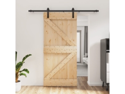 Puerta corrediza | Puerta corredera con herrajes 95x210 cm madera maciza de pino Wsd129817 Lovely Home