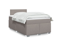 Cama Box Spring Con Colchón Tela Gris Taupe 120x200 Cm