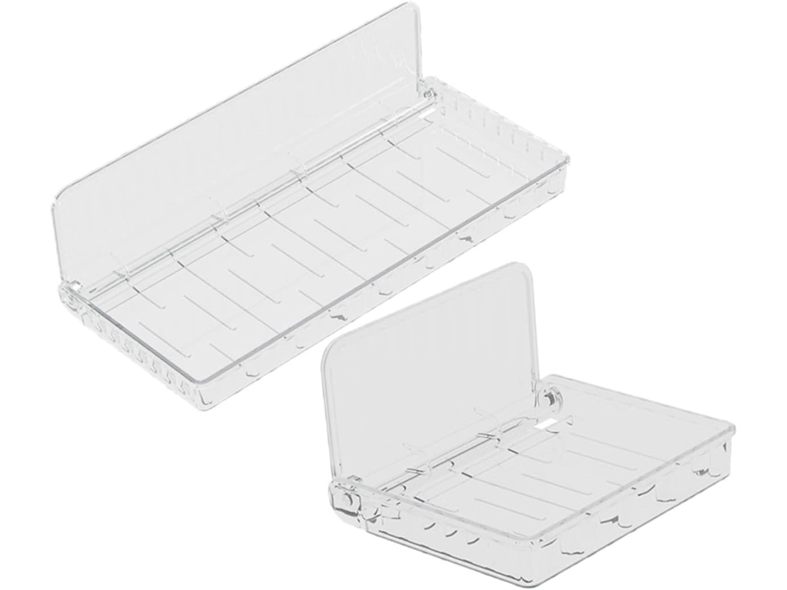 Juego de 2 estantes de ducha plegables de pared, transparentes, organizadores de baño, Gokoco