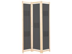 Biombo Divisor De 3 Paneles De Tela Gris 120x170x4 Cm