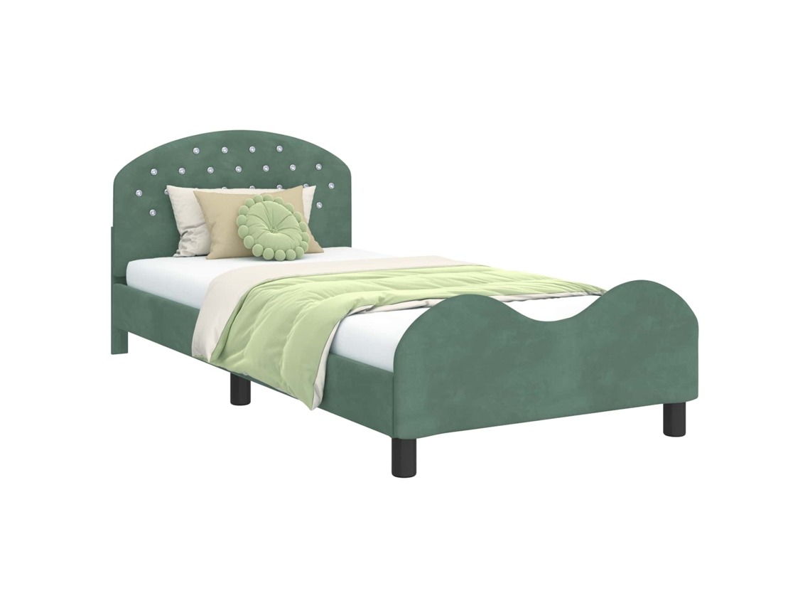 Maison Exclusive - Cama Para Niños Con Cabecero Verde Mar 90 X 200 Cm Terciopelo