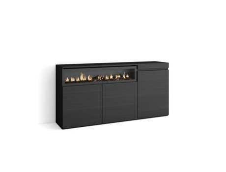 Aparadores para salón 150x75x35cm 3 Puertas Chimenea eléctrica Negro