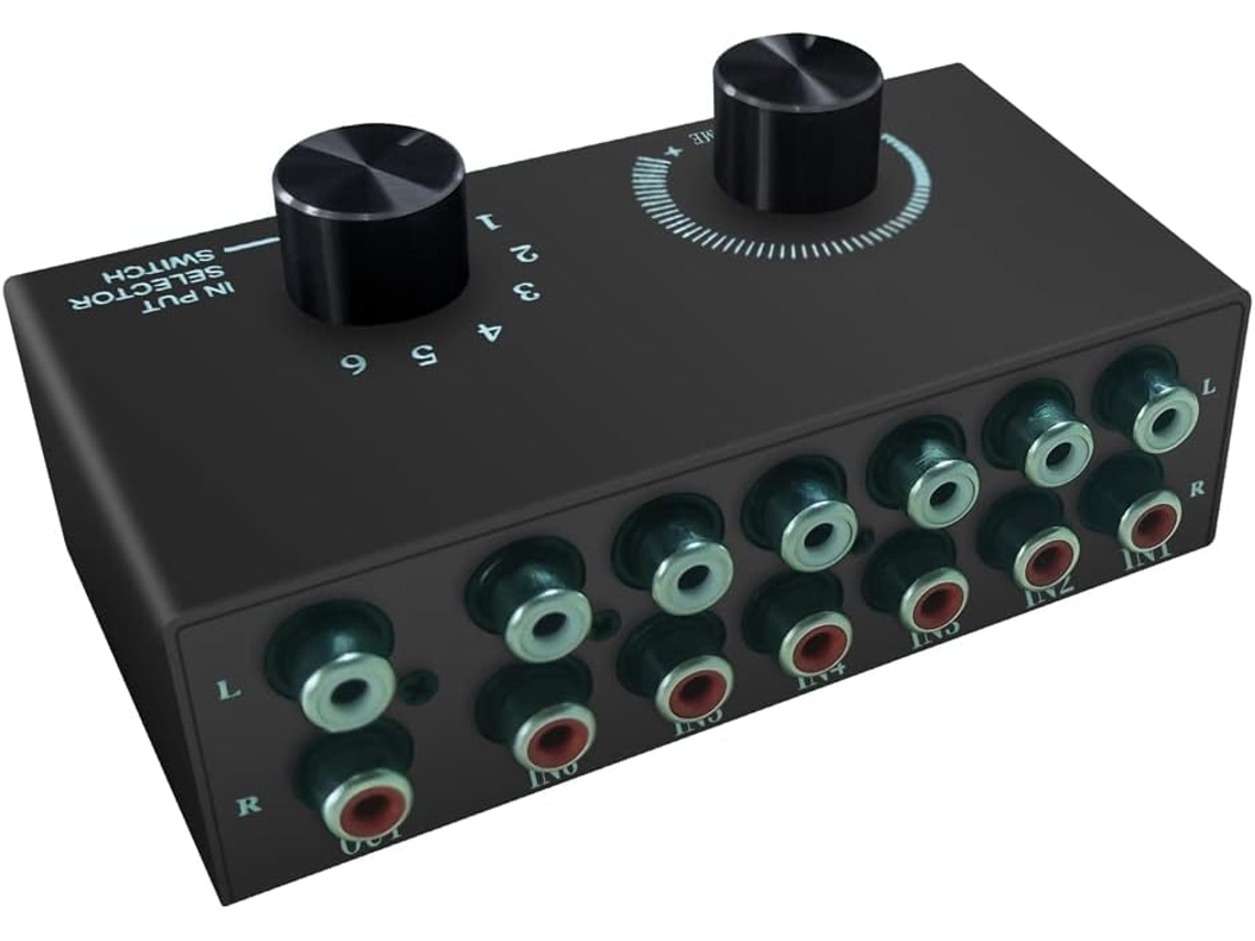 Conmutador De Audio Estéreo 6 En 1 Con Botón De Silencio Lr Y Divisor Portátil