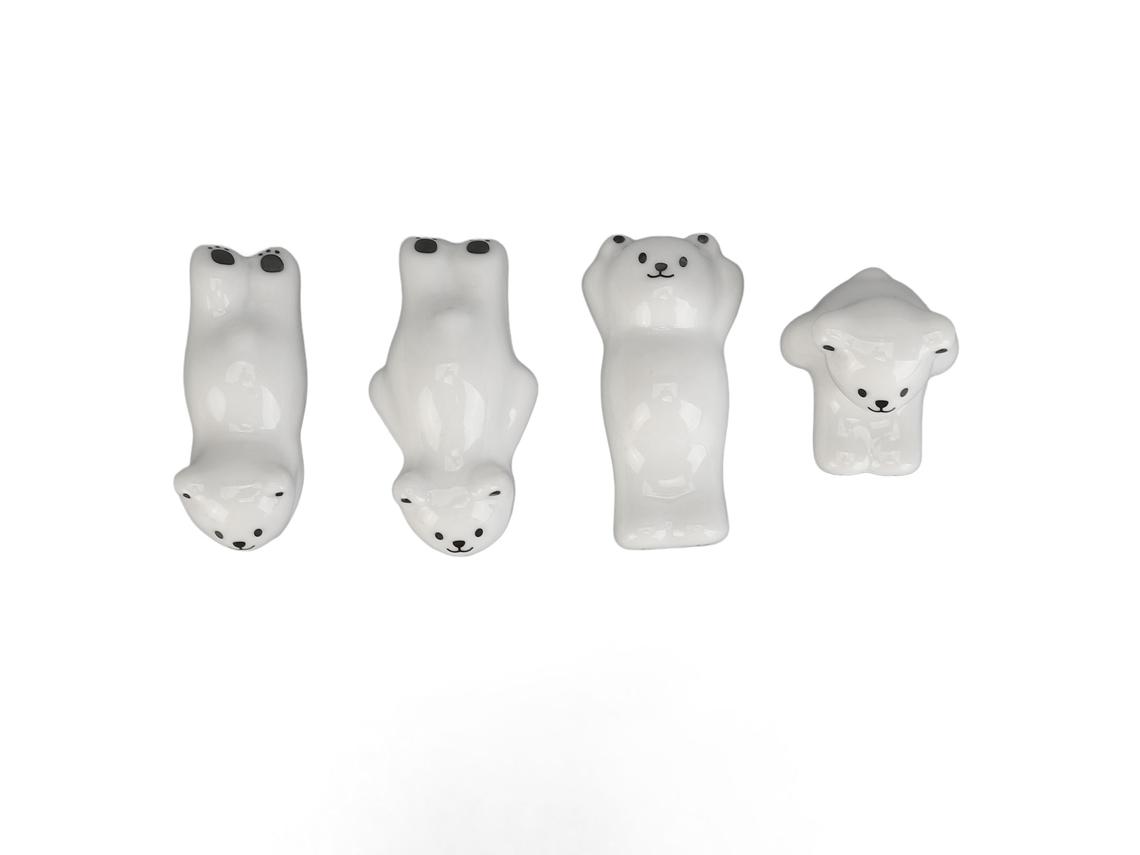 Rebe - Juego de 4 soportes de cerámica para uñas con forma de osito, ligeros y estables, para el hogar y el salón de belleza.