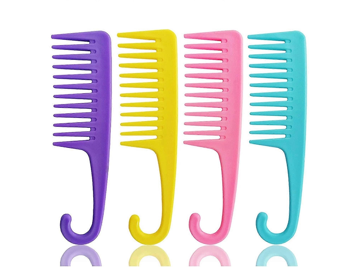 4 Peines De Dientes Anchos Para Ducha, Peine Desenredador Con Gancho Para Pelo Húmedo Y Seco