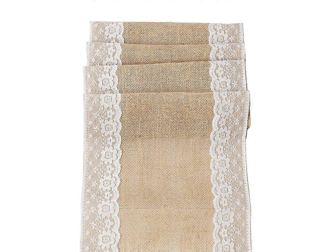 Rebe-mantel De Mesa De Jute Y Encaje Navideño Para Bodas Y Fiestas Decoración 30x275cm
