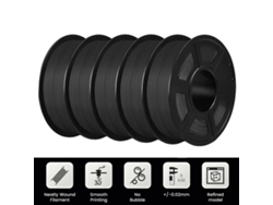 Filamento PLA mate, 1,75 mm de diámetro, ecológico, negro mate, 5 rollos OEM