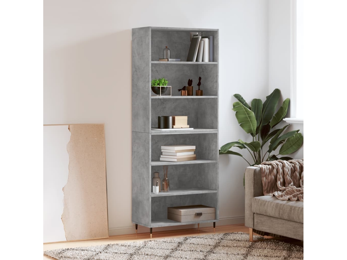 Aparador Alto Madera Ingeniería Gris Hormigón 69,5x32,5x180 Cm