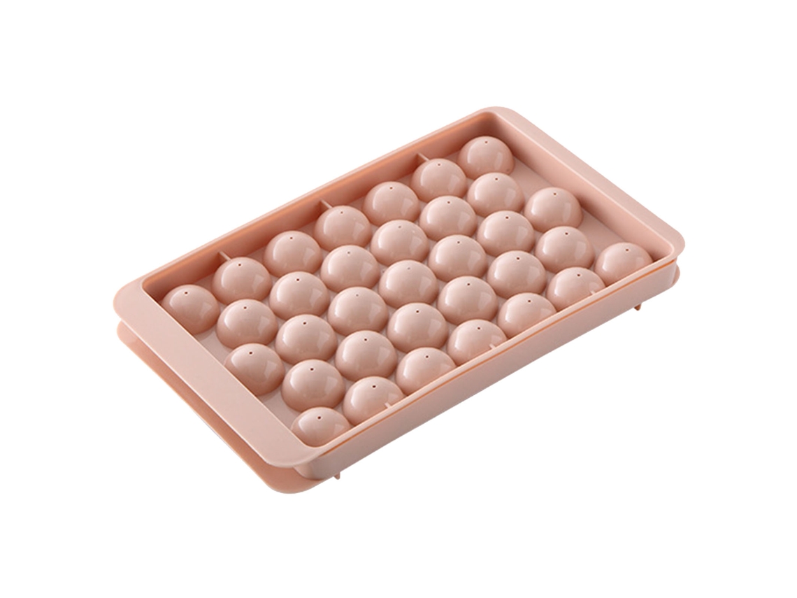 Bandejas Para Cubitos De Hielo Con 33 Compartimentos Y Tapa Flexible Para Congelador - Rosa